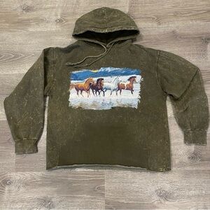 Vtg Wild Wings Colortone
Acid Wash Horse Graphic Hoodie S